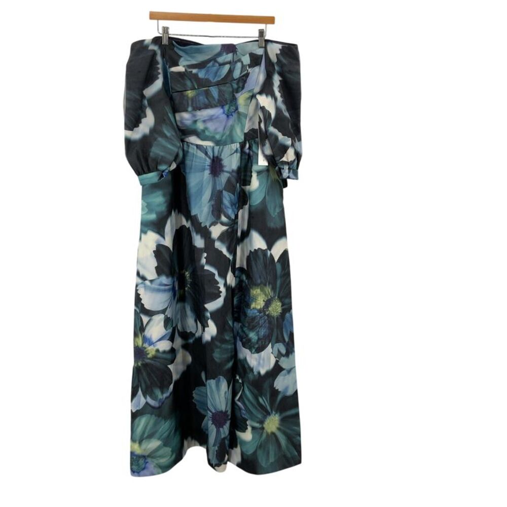 Kay Unger Women Floral Off-the-shoulder Gown Blue 14